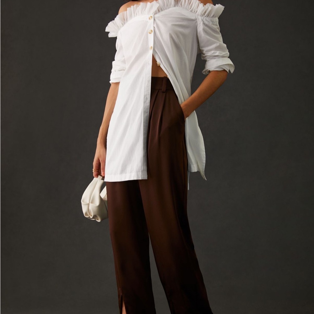 White Off-Shoulder Ruffle Blouse - Picture 2 of 4
